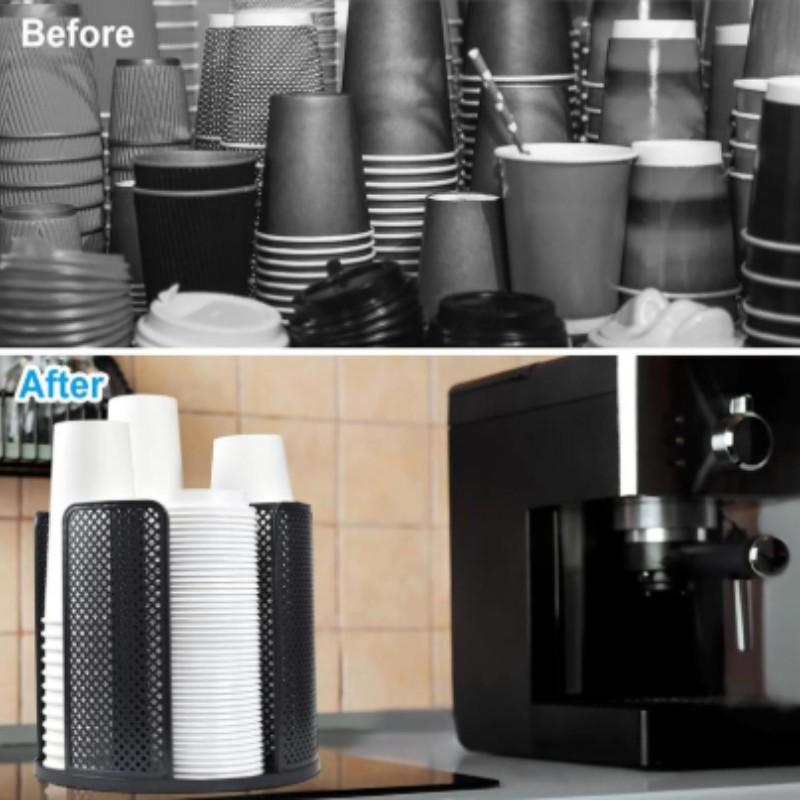Elegant Paper Cup Holder Set, Durable Plastic Design for Stackable Cups & Lids, Perfect for Organizing 10oz-16oz Cups, Ideal for Home Use