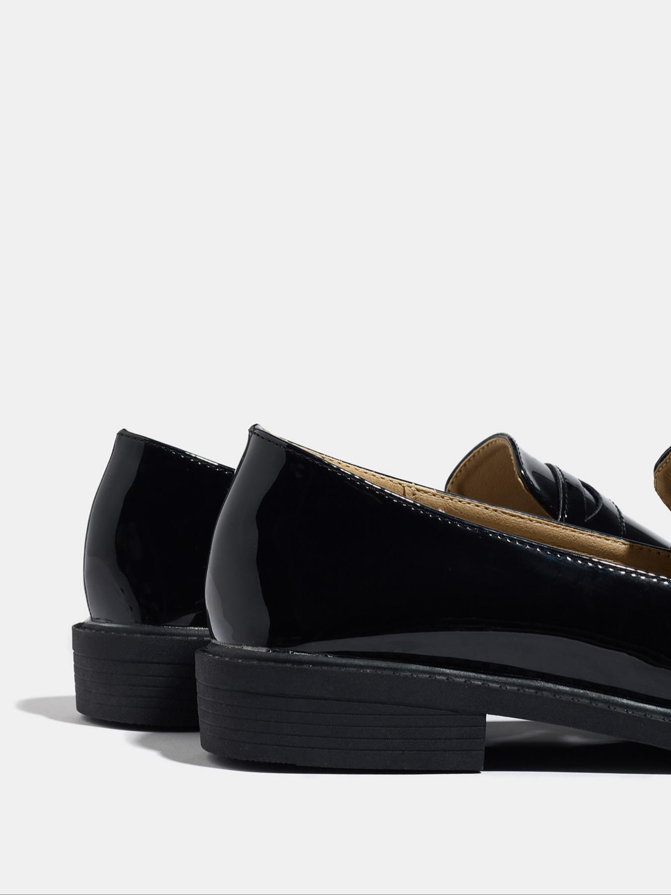 Women's Fashion PU Leather Loafers, Geometric Pattern Slip-On Shoes, Comfortable Mid Heel Fall & Winter Footwear