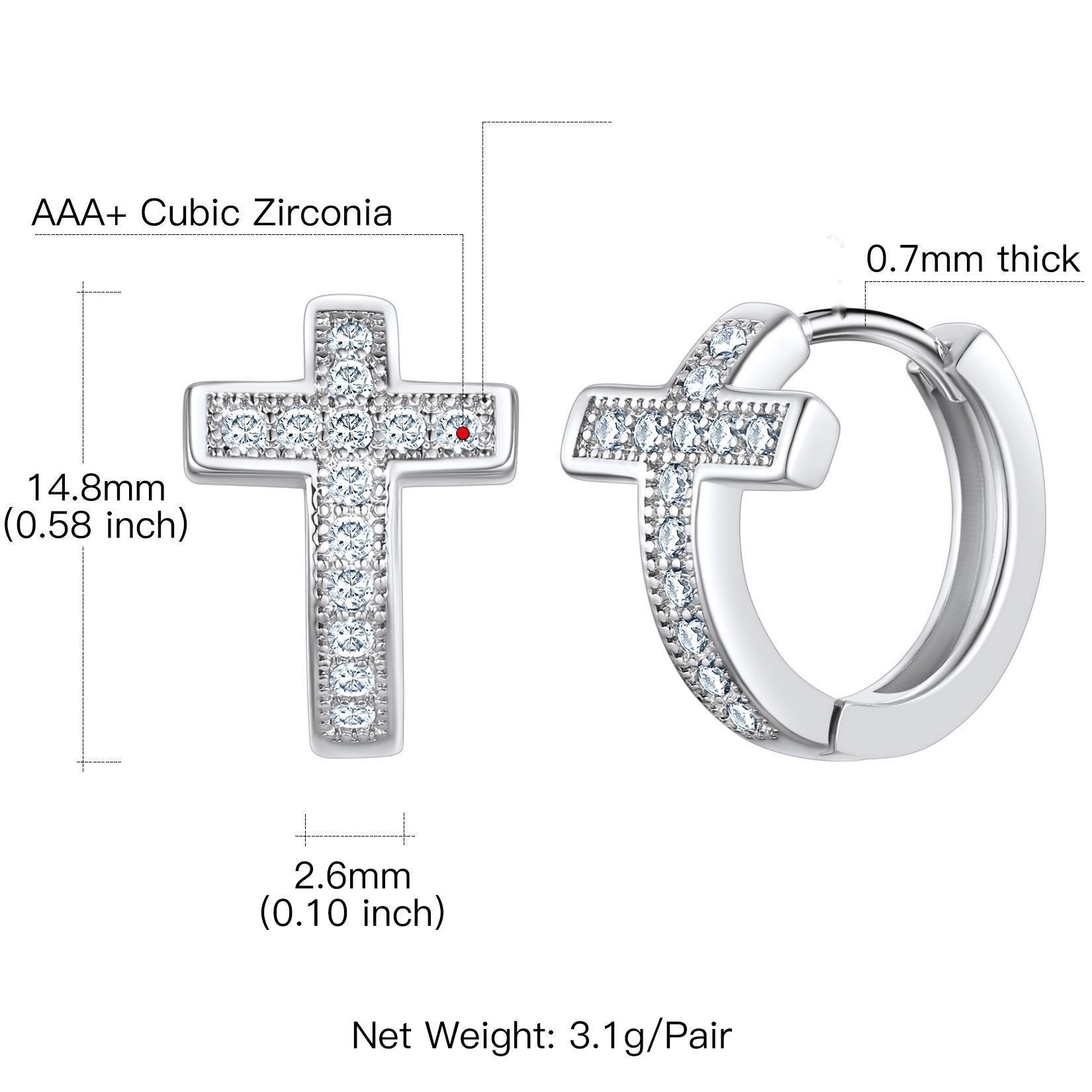 FaithHeart Cubic Zirconia Cross Hoop Earrings Copper