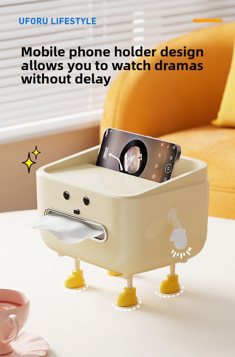 Desktop tissue box, simple and upscale, large capacity, suitable for living room coffee table or dining table, multifunctional, also serves as a remote control storage box