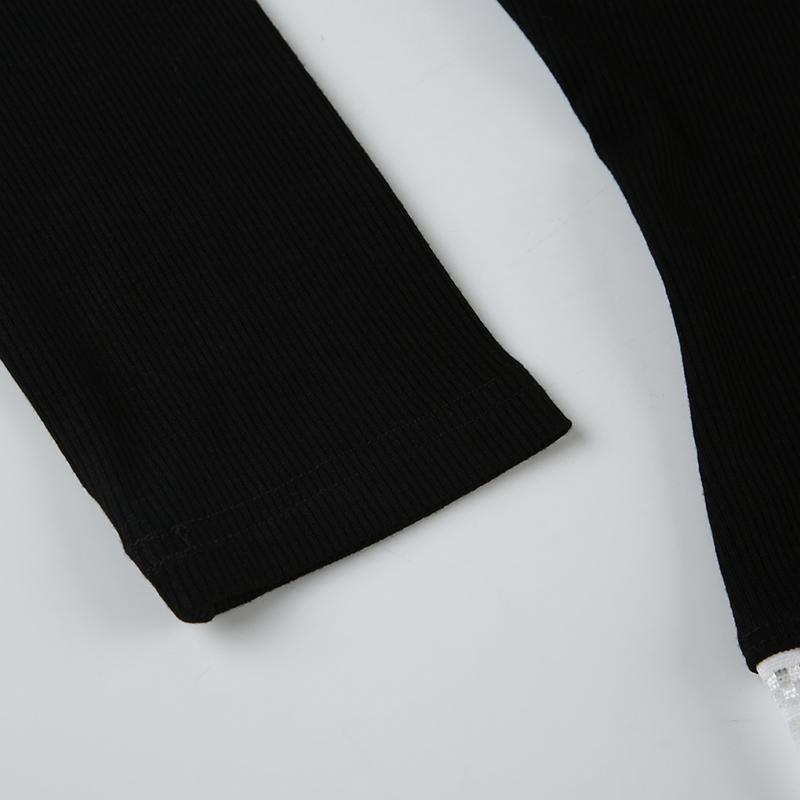 Women's Colorblock Contrast Lace T-shirt, Casual Button Front Long Sleeve Top, Women's Basic Clothing for Daily Wear Casual Everyday Top Womenswear