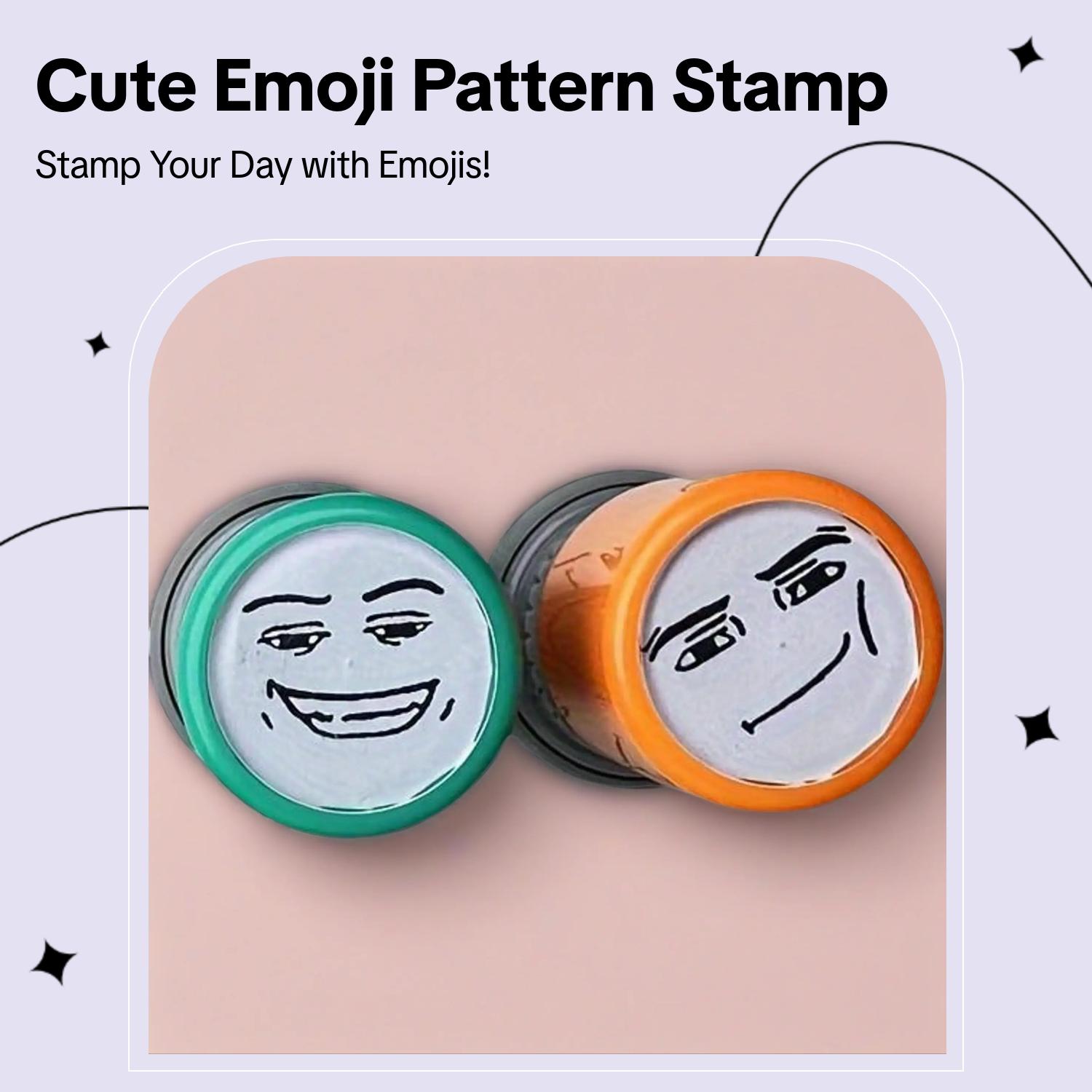 Emoji Pattern Stamp, Plastic 1/2 Count Cute Funny Variety of Emojis Emoji Stamp, Office Stationery & Supplies for Daily Office Use, Label & Instruction Seals