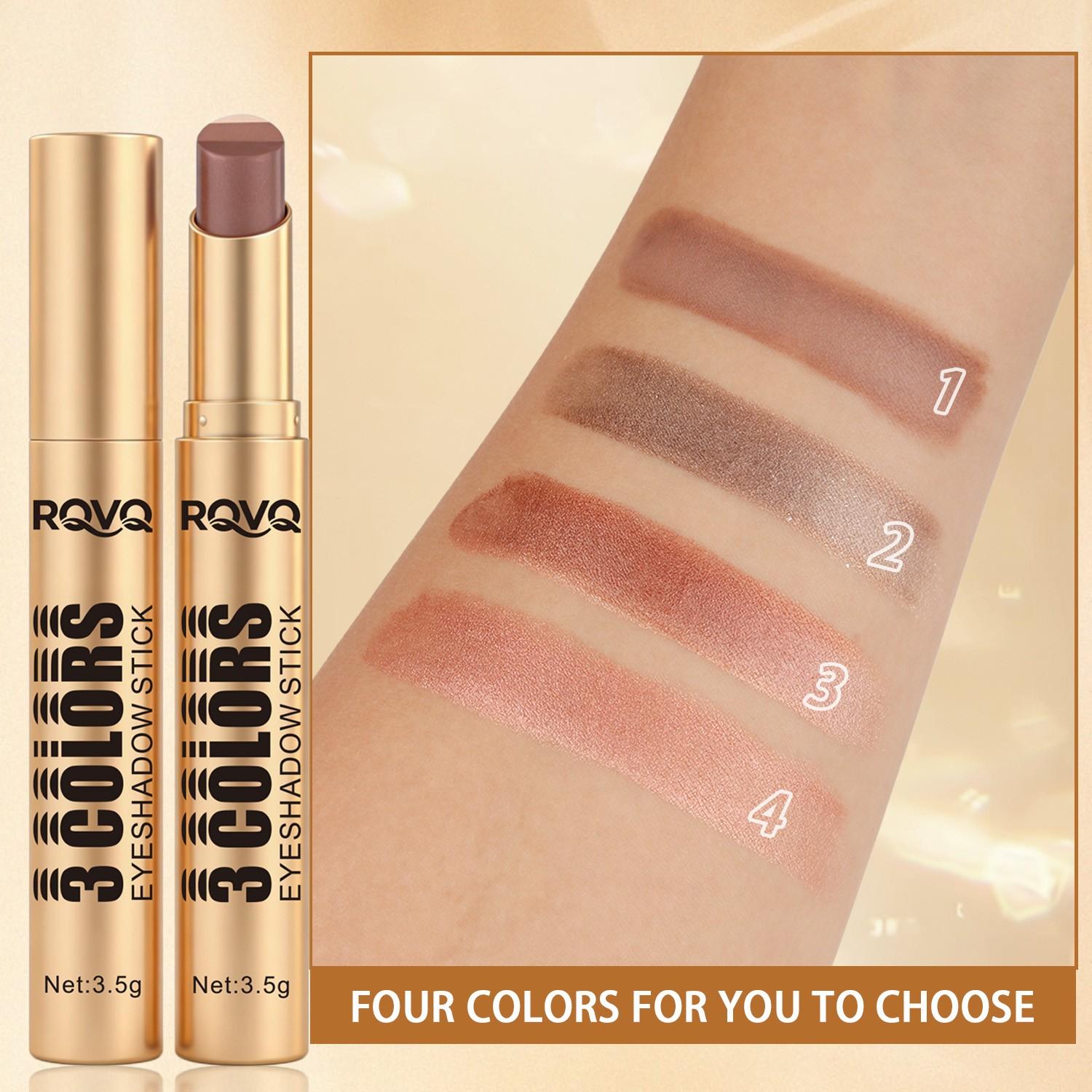 Three Color Eyeshadow Stick, Matte and Shimmer Finish, Waterproof, Easy Application, Perfect for All Makeup Styles, Ideal Valentine's Gift