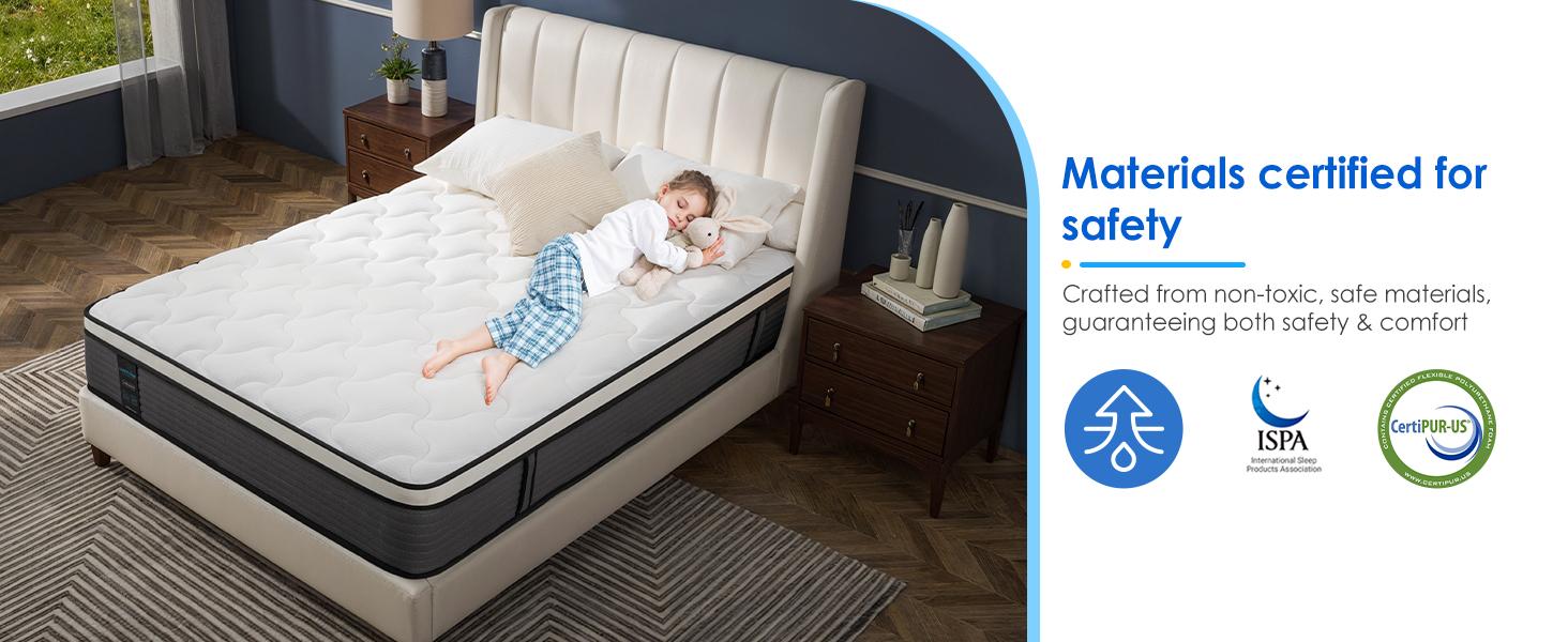 QueenRose Hybrid Mattress in a Box 10/12/14 Inch Individual Pocket Coils Memory Foam Queen/King Bed Firm Support Relieve Back Pain Easy Setup Outdoorfun Sleep Well, Excellent gift for Christmas and New Year