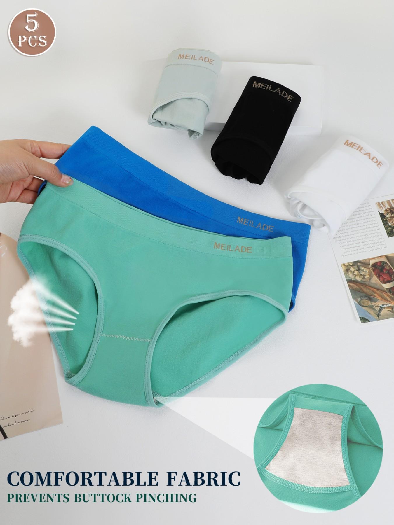 5Pcs Seamless Panties Mid Waist Maillard Color Women's Briefs Lifting Buttock High Elasticity Panty Comfortable & Breathable Woman Lingerie Ladies Flat Belly Sheath Underwear