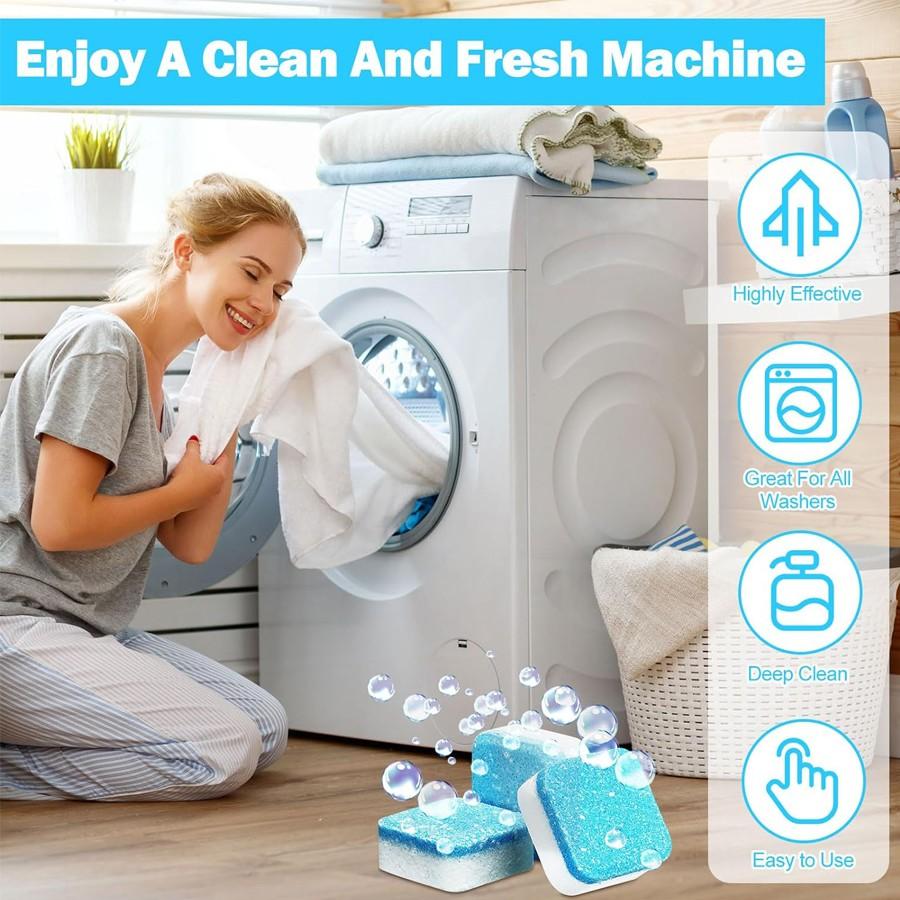 Washing Machine Cleaner and Descaler 12/24 Tablets per Box, Deep Cleaning Tablets for Front-Load and Top-Load Washers, -Friendly Deodorizer, Provides 12 Months and 24 Months Supply