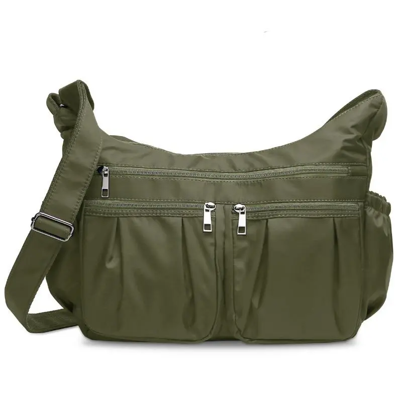 Women's crossbody and shoulder bag; lightweight, water-resistant nylon travel bag; large-capacity canvas shoulder/crossbody bag with multiple pockets