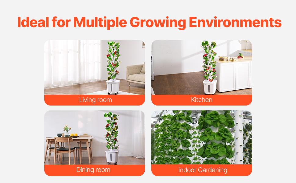 VEVOR Hydroponic Growing System, 50 Pods Vertical 10 Tiers Hydroponic Tower, Rolling Hydronic Garden with Water Pump Wheels, Indoor Plants Germination Kit for Herbs Fruits Vegetables