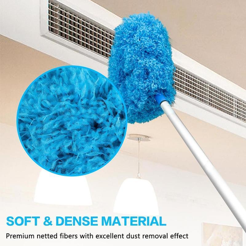 Ceiling Fan Cleaner Duster with Extension Pole1 Set Dust Removal Brush, Removable and Washable Microfiber Ceiling and Fan Duster, Interior Reusable Kitchen CleaningSupplies,Home Care Supplies,Householdltems,House Cleaning Tools Extendable Handle Qjdz-Blue