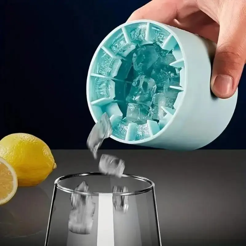 Reusable Silicone Cube Shape Ice Cube Tray Single Pack - Flexible Easy-Release, Quick Freeze, Freezer Safe Mold for Cocktail Bar, Kitchen, All Year Round Use by Adults