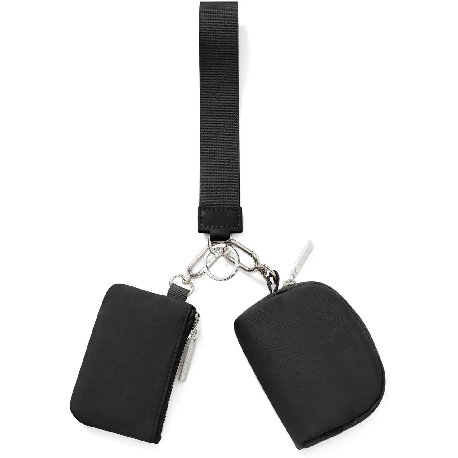Mini Zip Around Wristlet Wallet for Women, Dual Pocket Portable Keychain Coin Purse, Compact Ladies Change Bag, Fashionable and Convenient Card Earbud Holder, Wristlet Pouch, Zipper Wristlet Purse for Gym & Daily Travel