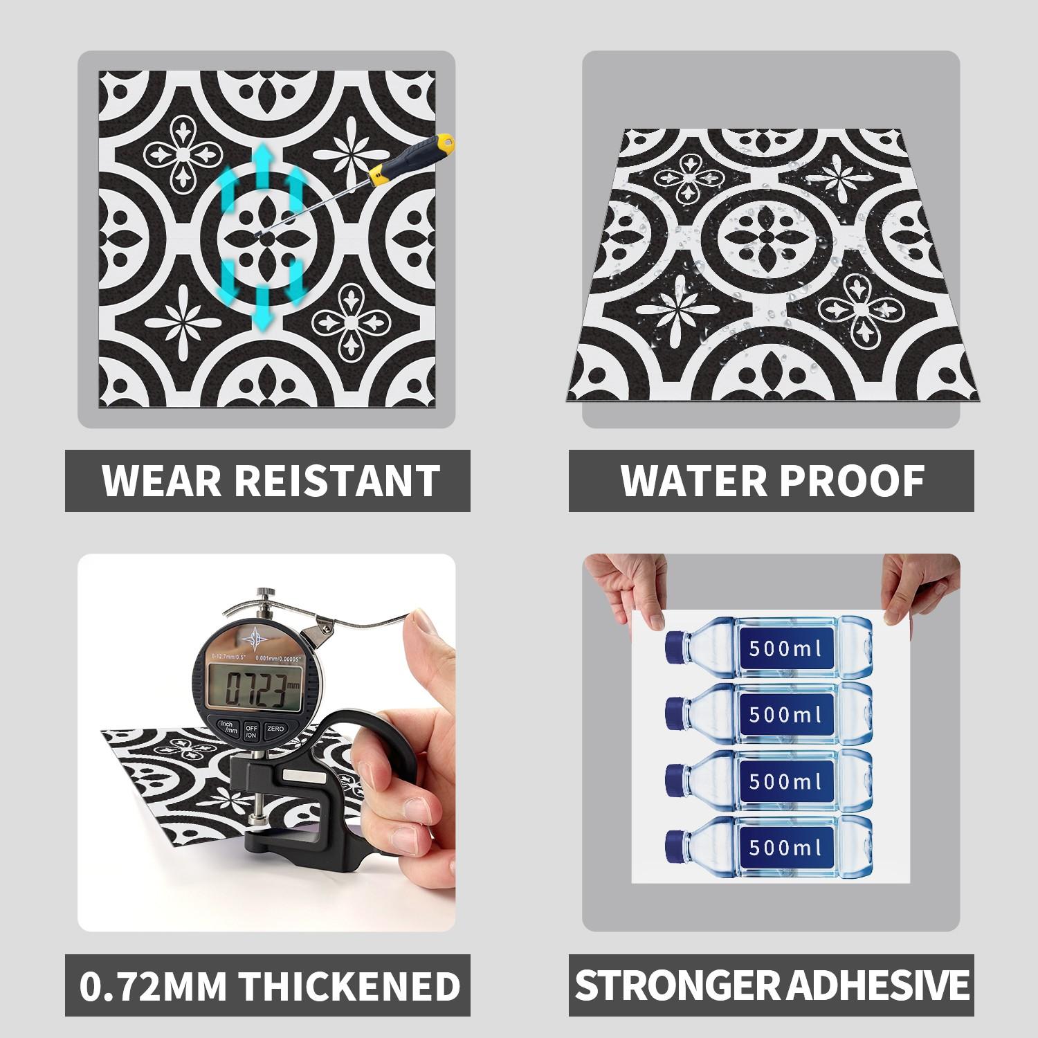 Vintage and Tile Stickers, Peel and Stick, Waterproof, Scratch Resistant, Removable, DIY Home Makeover, Wall Covering