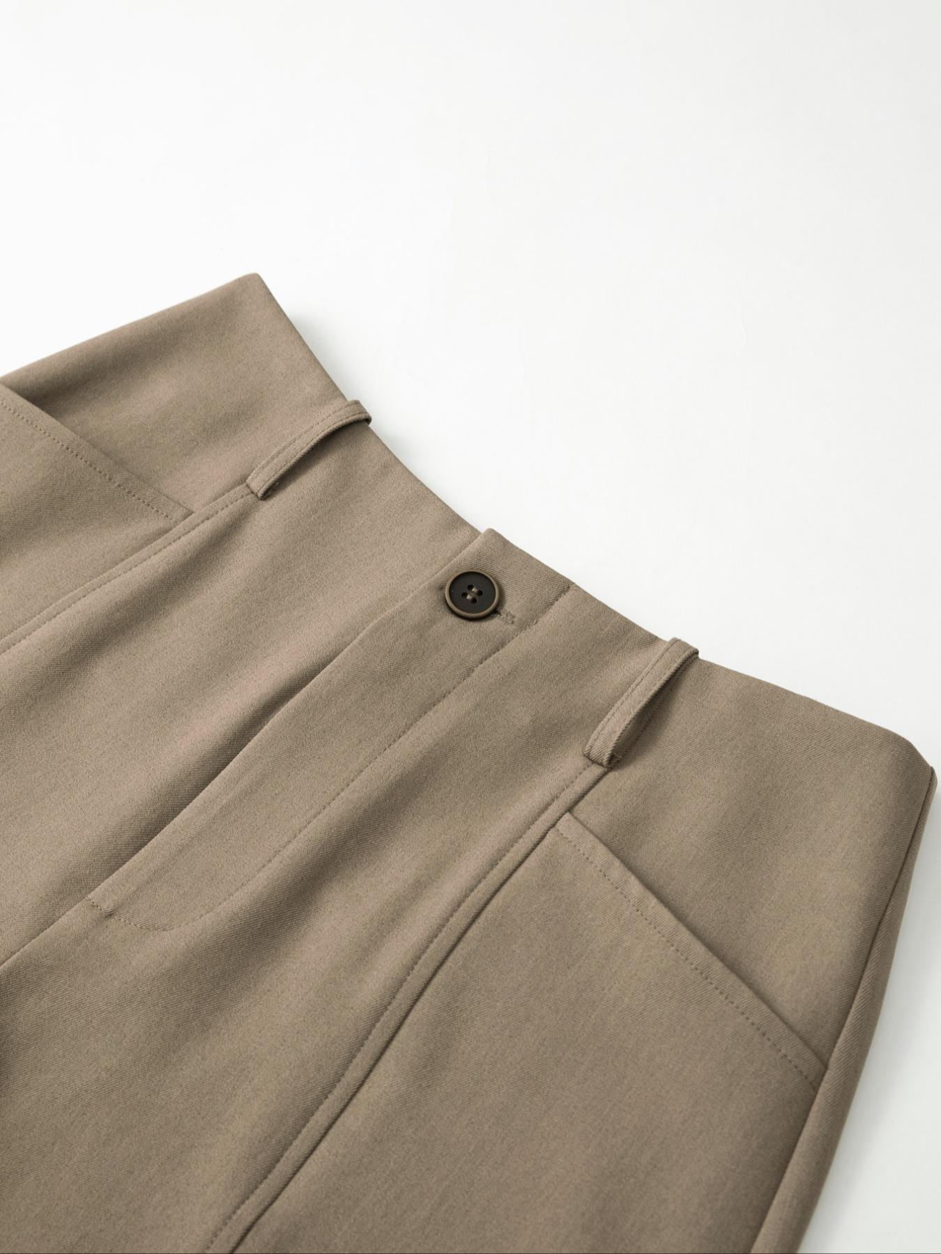 Women's Solid Color Casual High Waist Straight Leg Shorts, Front Button Side Pockets, Fitted Short Pants, Plain Style, Basic