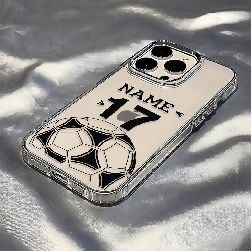 Transparent Hard Shell Phone Case for iPhone 17-7 Plus, Soccer Jersey Design, Clear Camera Cutout, Sports Style, Gift for Football Fans