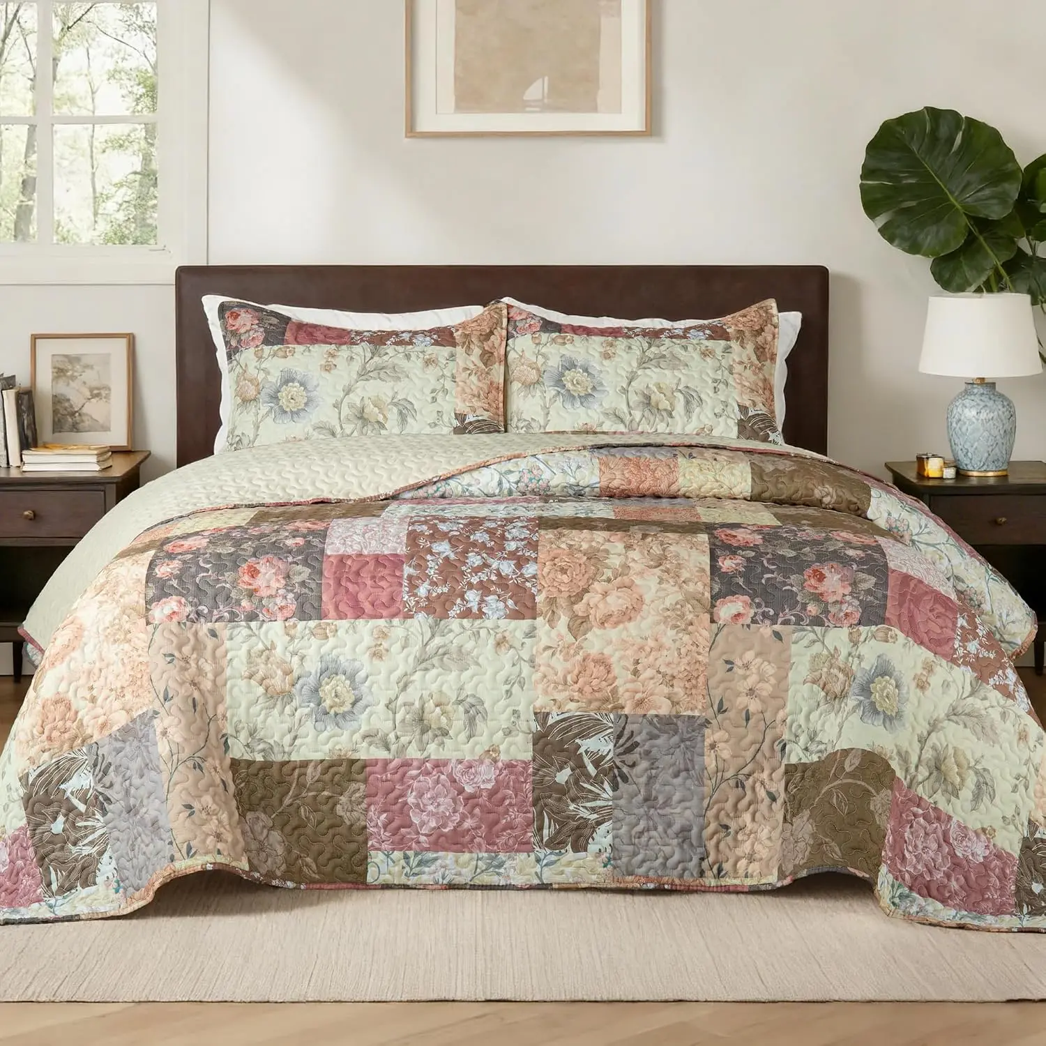 Patchwork Queen Size, Soft Floral Bedspreads