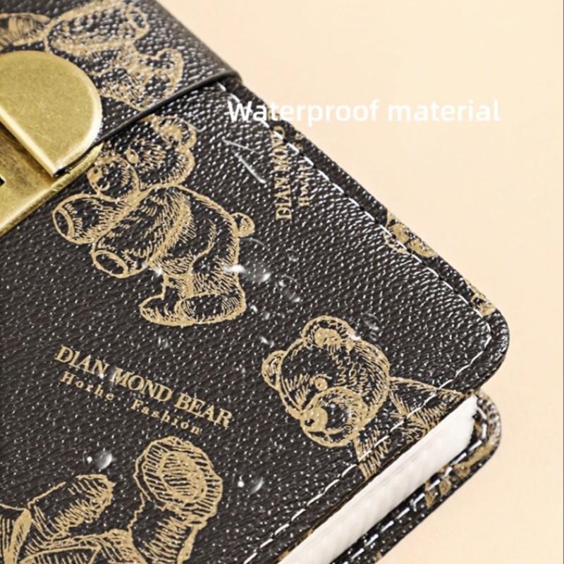 Bear Pattern Money Saving Wallet with Password Lock, A6 Cash Storage Album, Small Financial Management Binder, Holds Up to 100 Photos, Budget Planners, Monthly Budget Planner, Finance Checklist Organizer