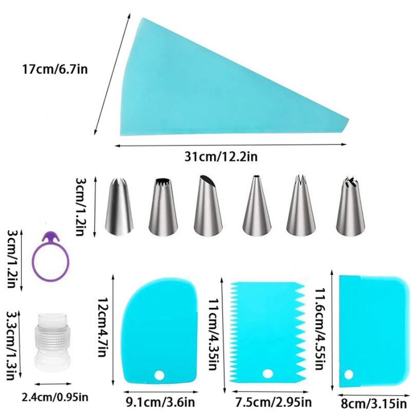 15 piece stainless steel cake decoration tool set - includes piping bags, tips, and accessories for baking and decorating cakes, cake decoration supply needles, baking pastries and baking kits, pastry cutting machines, cake molds, cake decoration supplies