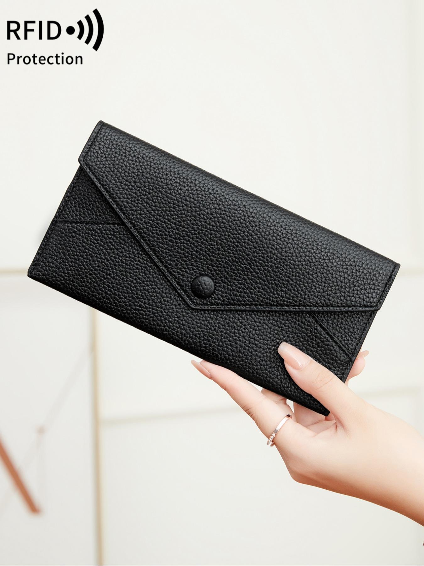 Women's Elegant Solid Color Long Wallet, Fashionable PU Leather Card Holder, Casual Trendy Versatile High-quality Daily Wallet