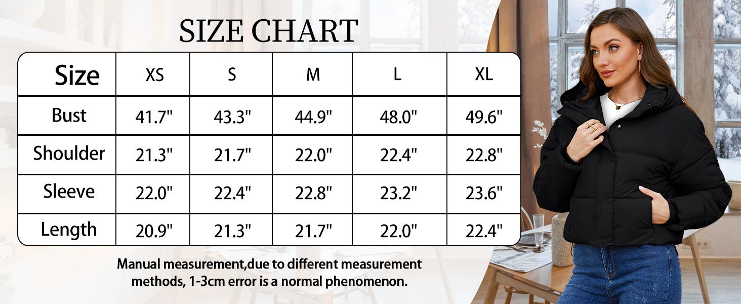 Yimoon Womens Winter Cropped Puffer Jacket Hooded Zip Up Short Warm Quilted Puffer Coat Outerwear Fabric Fits