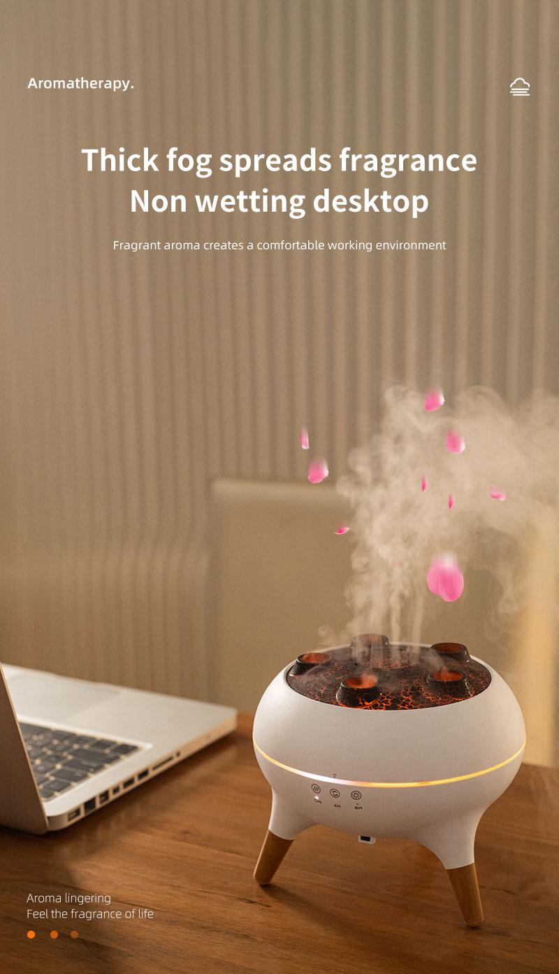 Dynamic multi-spray aromatherapy machine desktop flame humidifier household large fog colorful light remote control mist  magic wireless jellyfish  diffuser