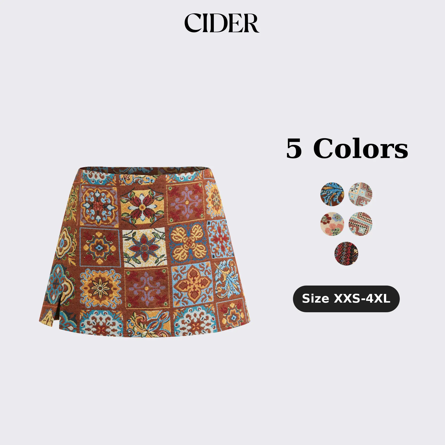 Cider Jacquard Low Rise Floral Split Mini Skort