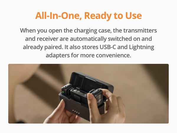 DJI Mic 2 Clip On Cordless Mics with High-Quality Audios for iPhone, Camera, Android, Ultralight Design, Adaptive Gain, Intelligent Noise Cancelling, Dual Band Anti-Interference, 32-bit Float Internal Recording, Vlog, Livestream, Clip On Mic