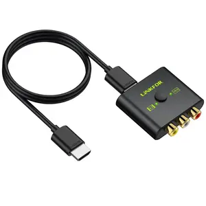LiNKFOR RCA to HDMI Converter,1080P AV to HDMI Converter,16:9/4:3 Conversion Mini Composite CVBS Audio Video Adapter Supports PAL/NTSC for Wii/PS1/PS2/N64/Xbox