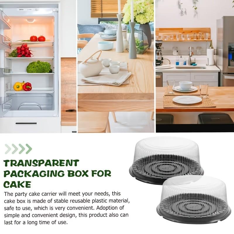 Buy 10 Get 2 Free, 12pcs 8-Inch Round Cake Pans, Plastic Disposable Cake Containers with Lids, Transparent Cake Boxes for Baking