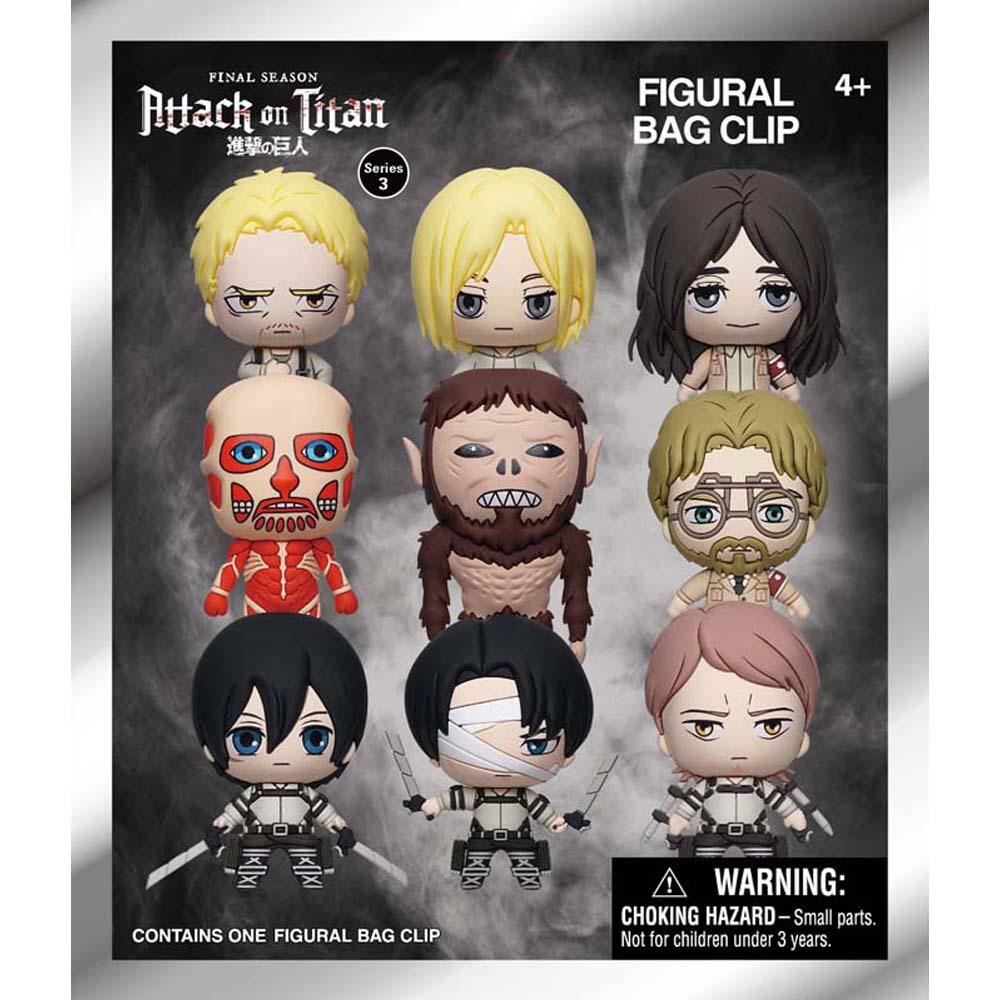 ATTACK ON TITAN Officially Licensed 3D Cartoon Anime Characters Series 3 Mystery Blind Box Keychain Eren JägerMikasa Ackerman Exquisite Collectibles for Friends Family Couples Birthday
