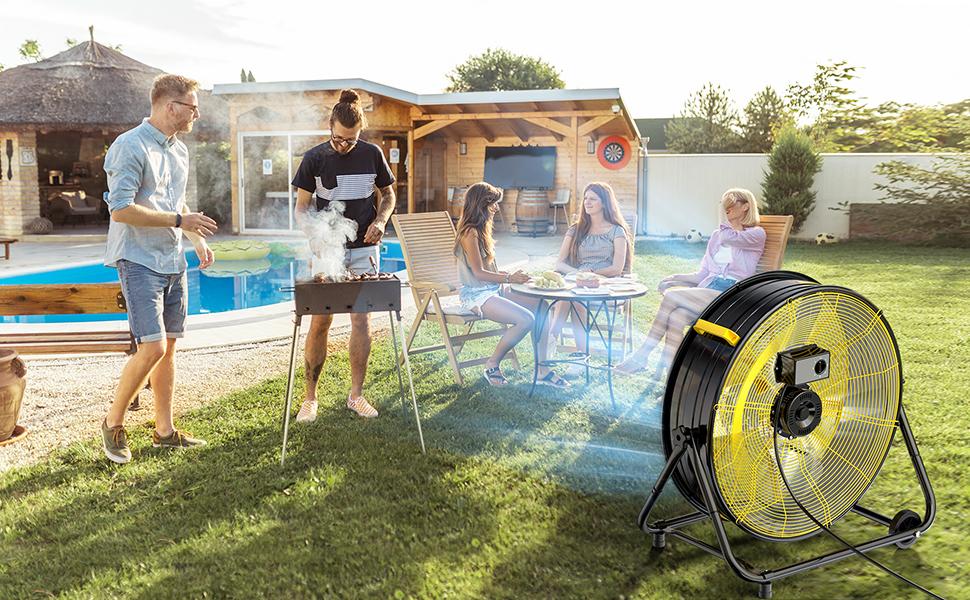 VAGKRI 24-30 Inch Industrial Drum Fan, 320W High Velocity Floor Fan, 3 Speed Heavy Duty Metal Air Circulator, 360° Tilt with Casters Handle ETL Standard for Patios, Warehouse, Commercial,Basement