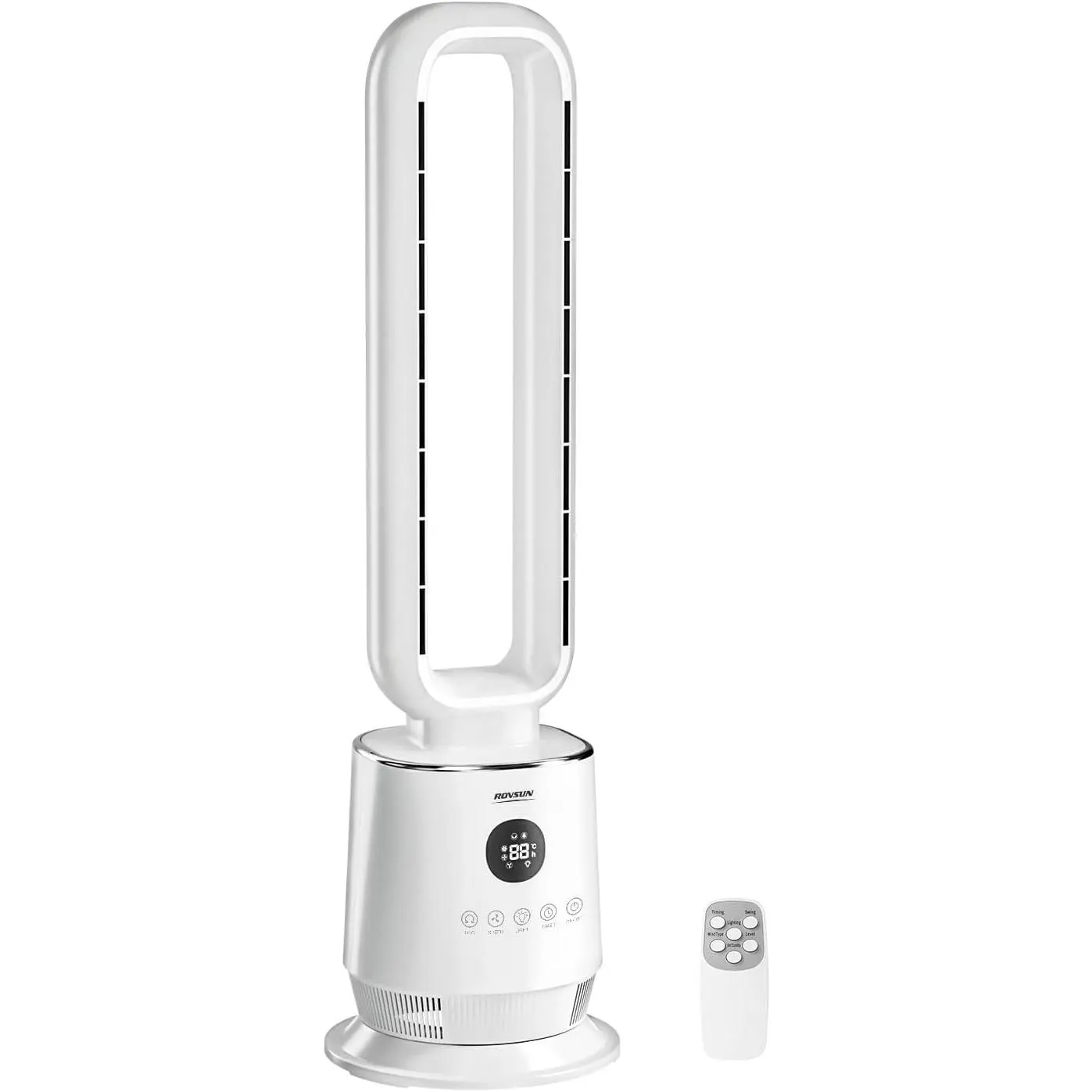32" Smart Bladeless Fan, Bladeless Tower Fan for Bedroom, Quiet Oscillating Tower Fan with Remote, Portable Cooling Fan with 12H Timer, 3 Speeds, 3 Modes, Ideal for Home, Bedroom, Office