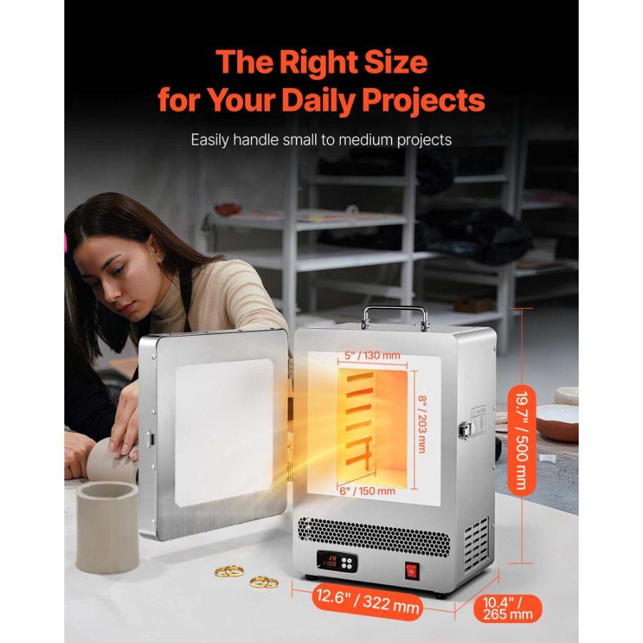 fathersdaygift VEVOR Electric Melting Furnace, 1650W Electric Kiln, Digital Melting Furnace with Max Temperature 2192/1200 for Lost-Wax Casting, Clay DIY, Metal Annealing, Ceramic Firing, PID Temp Control