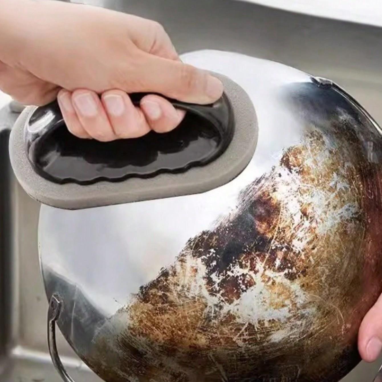 Kitchen Cleaning Sponge Brush with Handle, Rust Remover for Pots, Stovetop Cleaner, Sink Scrubber, 1/3 Pack, Home Kitchen Tools