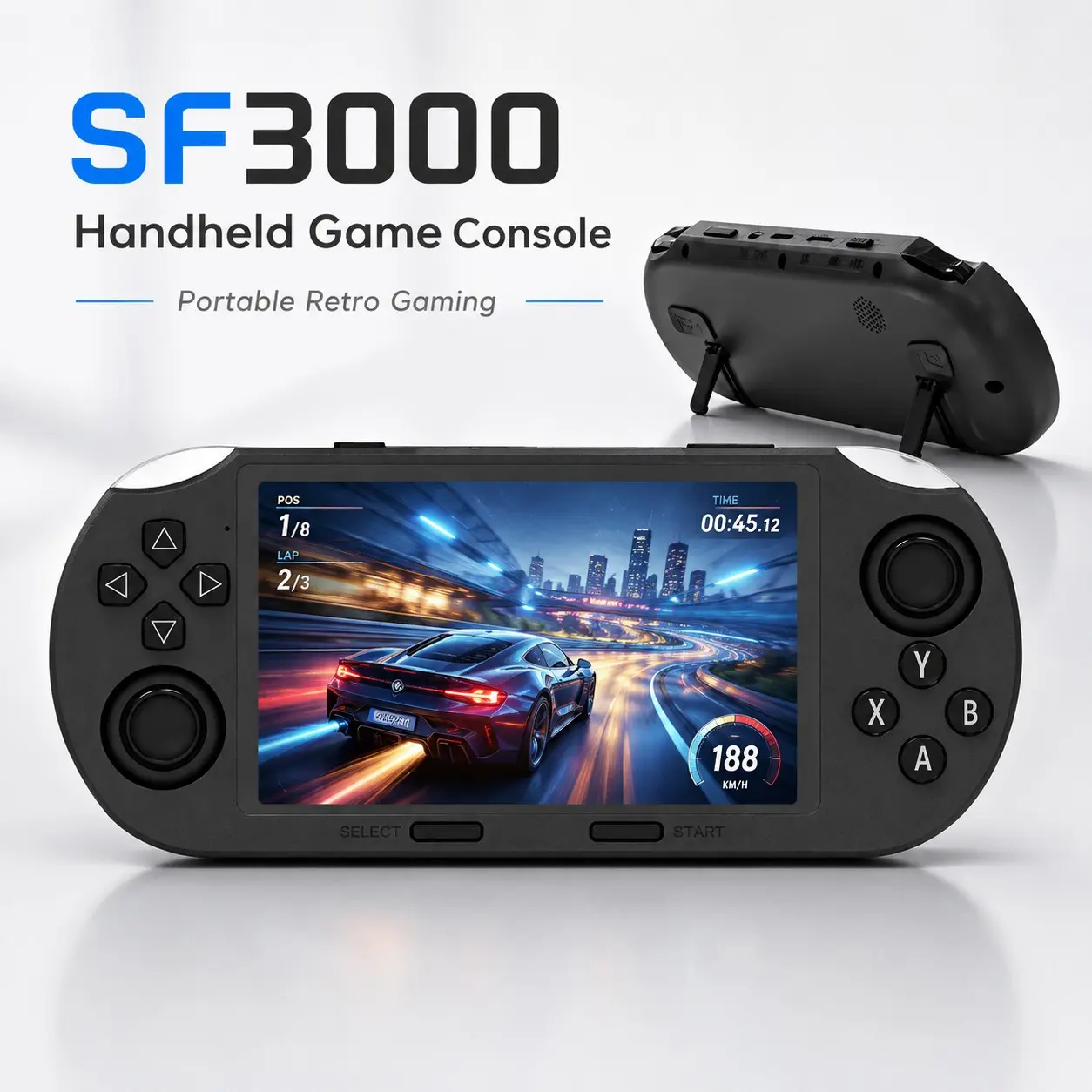 Sf3000 Retro Handheld Game Console, 4.5-Inch IPS HD Screen,Foldable Stand, Dual Joystick, Rekindle Childhood Fun