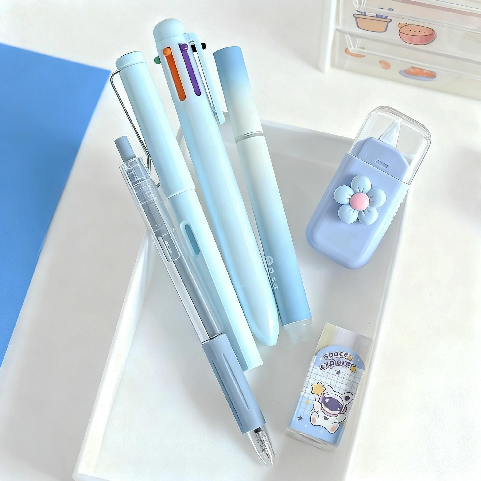 6-Piece Stationery Set, Includes Neutral Pen, Eraser, Six-Color Ballpoint Pens, Multifunctional Writing Tools, Perfect for Office and School Supplies