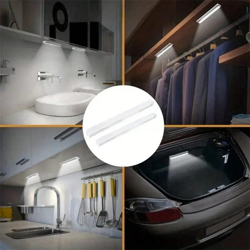 6-Piece LED Motion-Sensor Strip Light Set, USB Rechargeable Adjustable Leds Indoor Lighting for Closet, Cabinet, Kitchen, Desk, Night Light, Hallway and Stairs