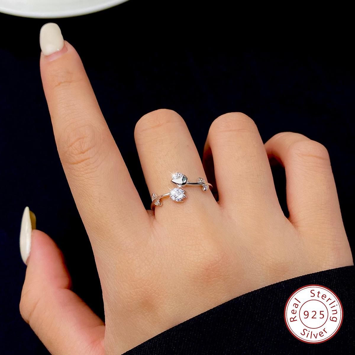 Esberry Small zircon full tulip ring Women's Original 925 Sterling Silver Wedding Ring