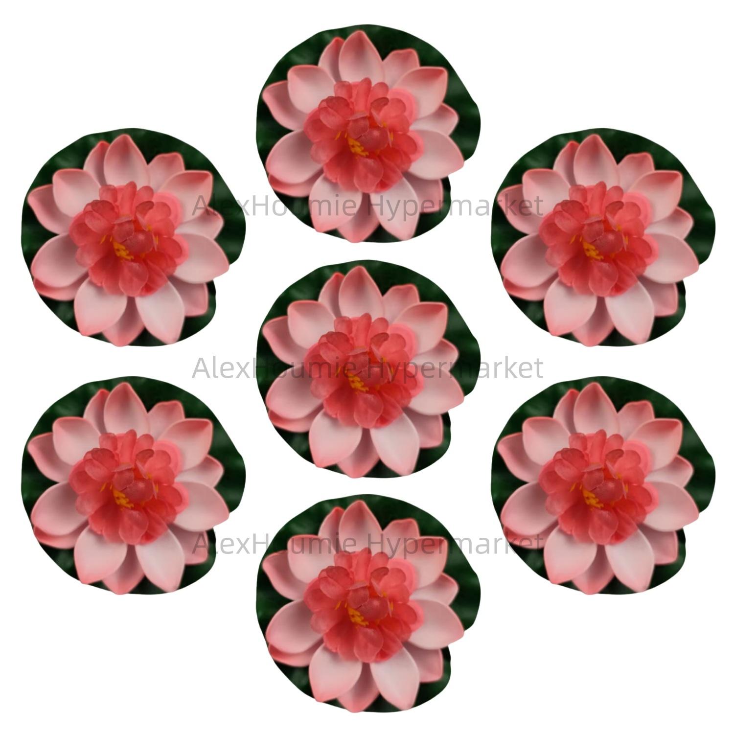 7 PCS Artificial Floating Foam Lotus Flower with Water Lily Pad Lifelike Ornament Perfect for Home Garden Pond Decor Decorations