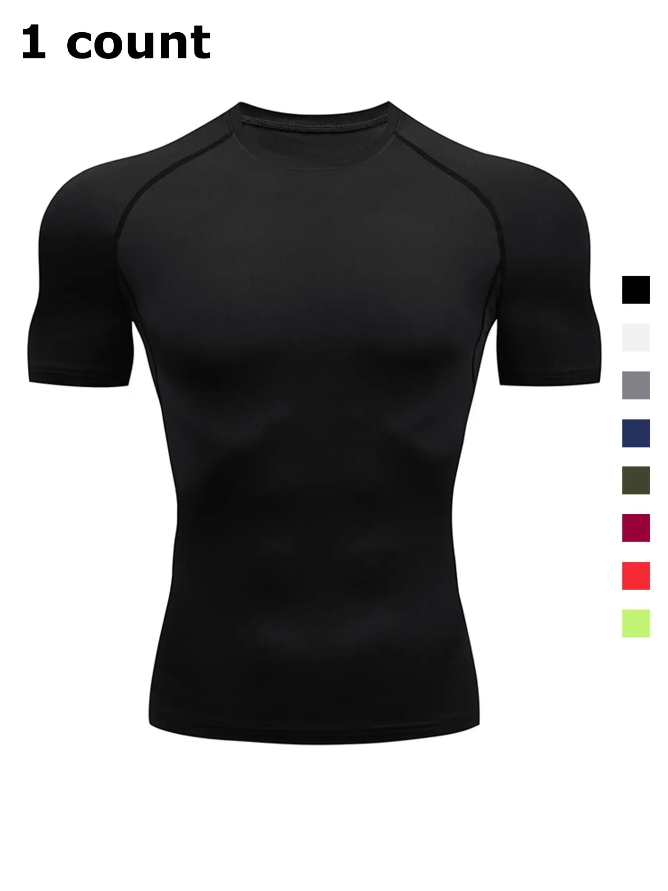 Men's Short Sleeve Compression Shirt Sporty Tee, Tight Fit Quick Drying Breathable T-shirt for Gym Workout Running, Summer Sports Casual Crew Neck Top, Compression Tees