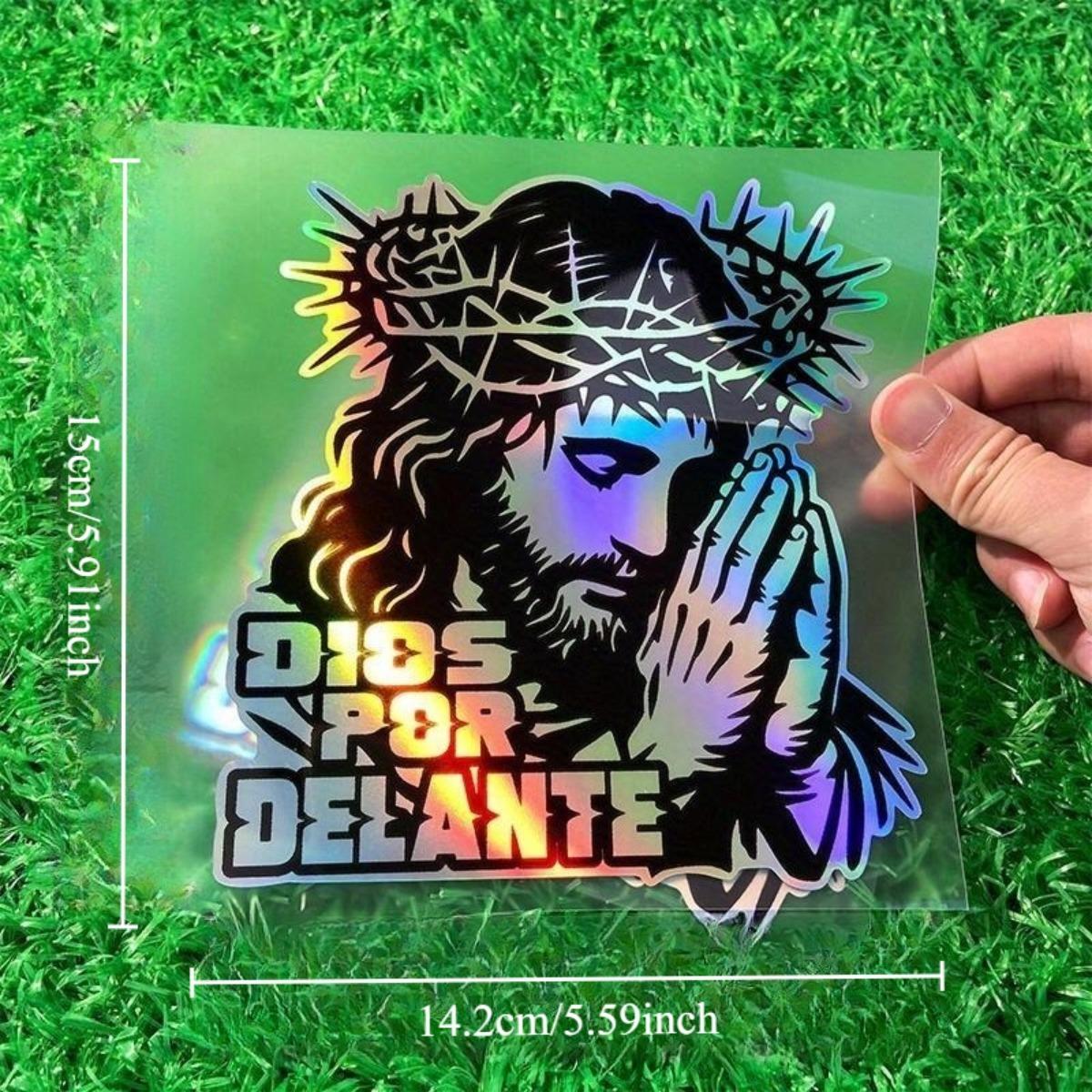 Jesus Pattern Car Sticker, Reflective Laser Waterproof Decal, Suitable for Motorcycle Fuel Tank, Moto Helmet Box, Car Window Bumper, Sticker For Cars
