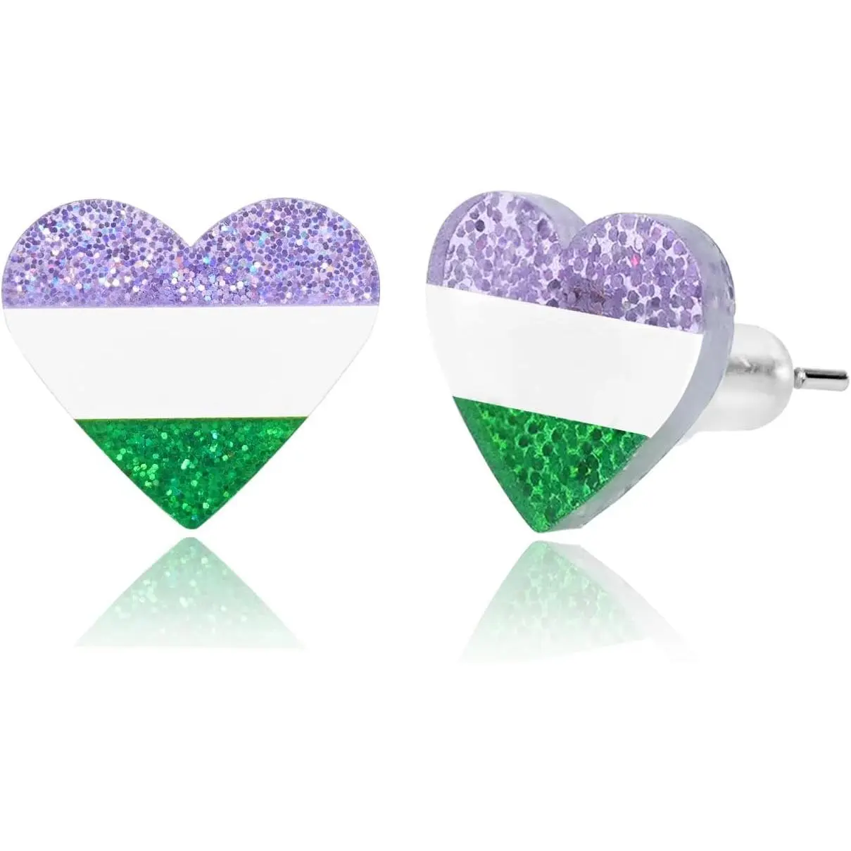 LGBTQ+ Rainbow Heart Pride Earrings for Women Men  LGBT Progress Flag Heart Earrings Bisexual Trans Nonbinary Lesbian Pansexual Rainbow Pride  Accessories