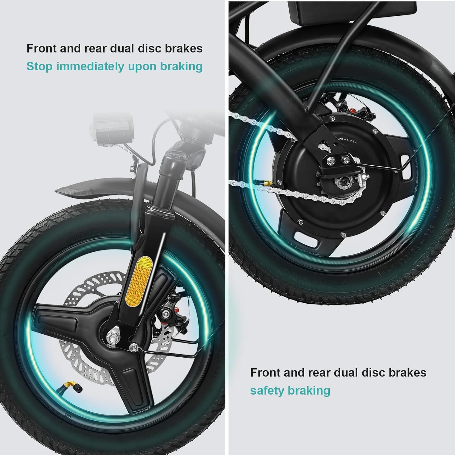 Electric Bike for Adults and Teens, 520W-1200W Motor, 20-28MPH, 32 Miles Range, 48V 10Ah Battery, 3-Level Pedal Assist, 14" Foldable Mini Electric Bicycle, UL 2849 Certified