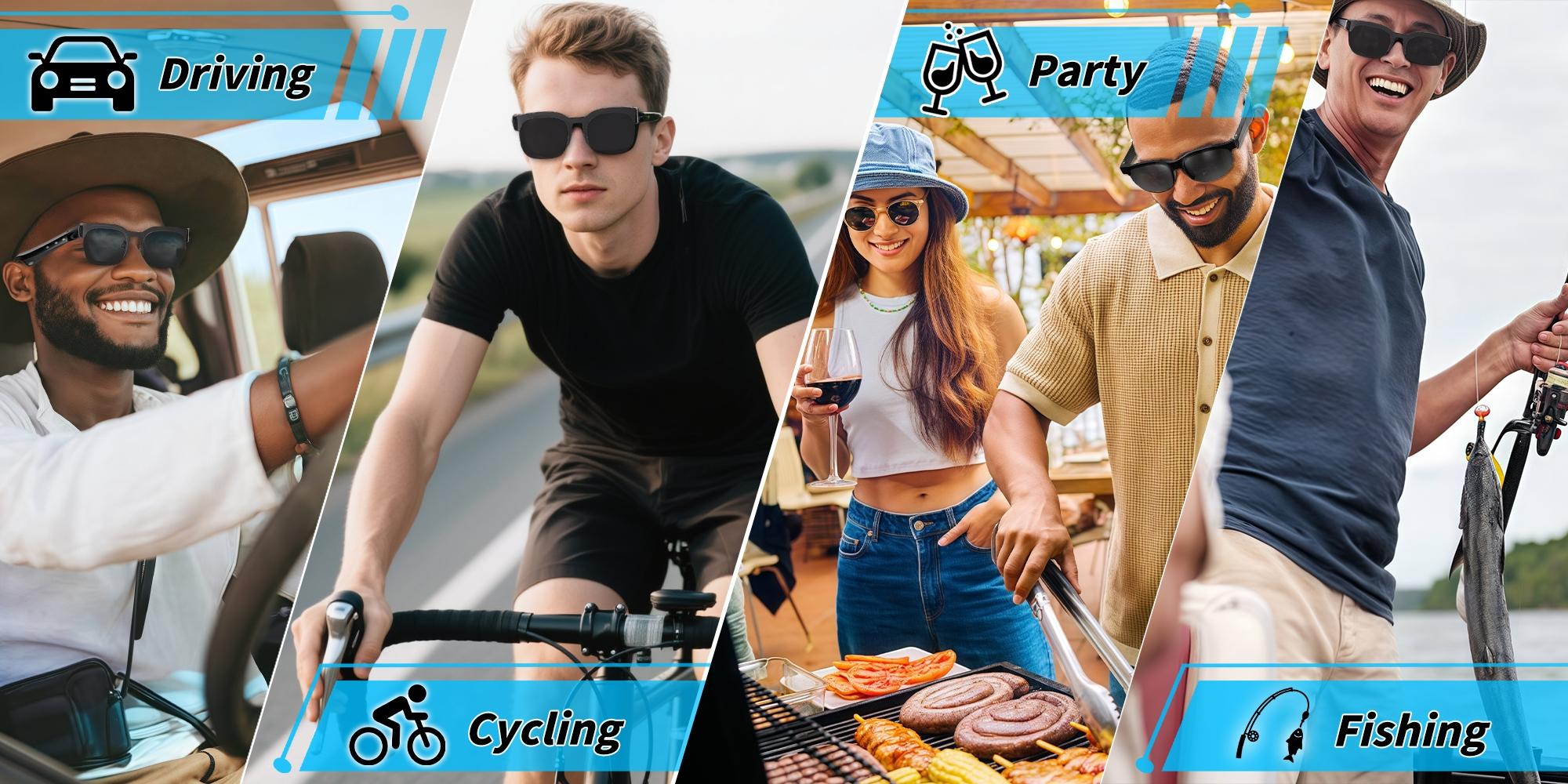Smart Sunglasses Bluetooth Smart Glasses with Built in Mic and Open Ear Speakers Hands Free Calls Voice Assistant Touch Control Polarized Anti UV Lenses Lightweight Wireless Audio Glasses for Driving Running Cycling Hiking and Outdoor Activities