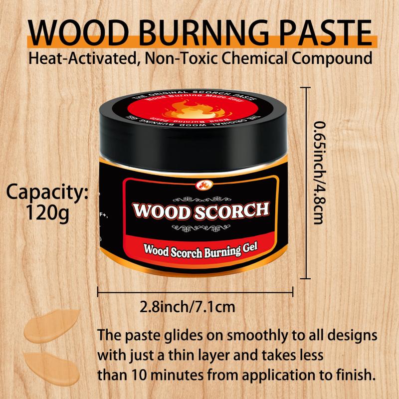 Wooden Burning Paste, 4 OZ Wood Burn Gel for Crafting, Drawing and DIY Arts, Create Beautiful Art in Minutes, Personalize Your Craft