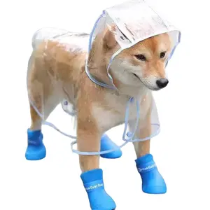 Transparent Dog Raincoat with Clear Hood, Waterproof Pet Rain Jacket for Small Dogs, Lightweight Coat with Snap Buttons, Teddy, Corgi