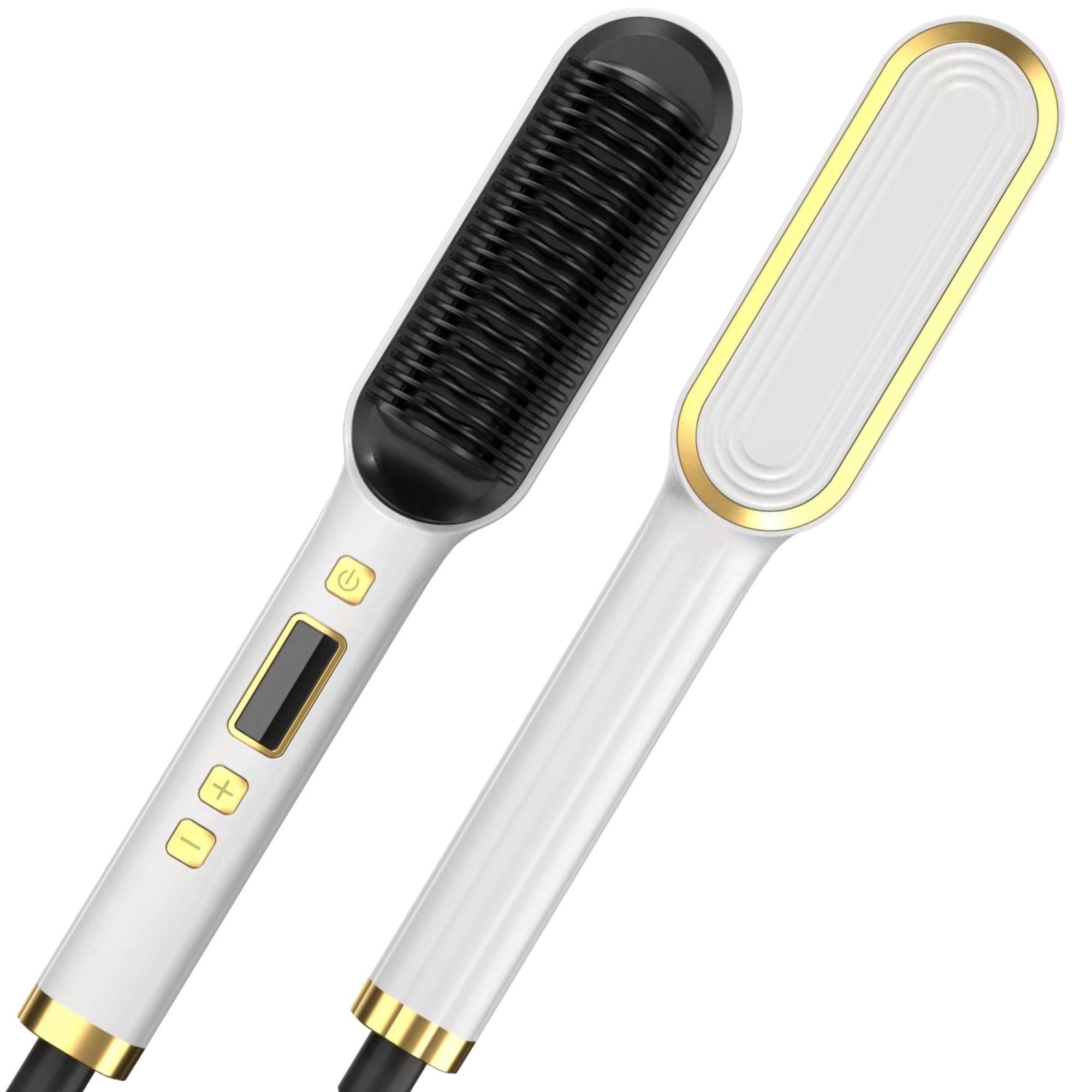 Professional Straightening Comb, Ceramic Flat Iron Brush, Fast Heating, Adjustable Temperature, Dry & Wet Use, Best Gift for Women