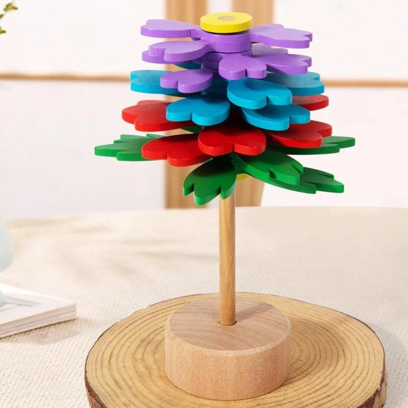 Creative Stress Relief Spiral Flower, Style Home Decor, Multicolor Wooden Craft, Visual Feast, Explore Wooden Flowers Magic