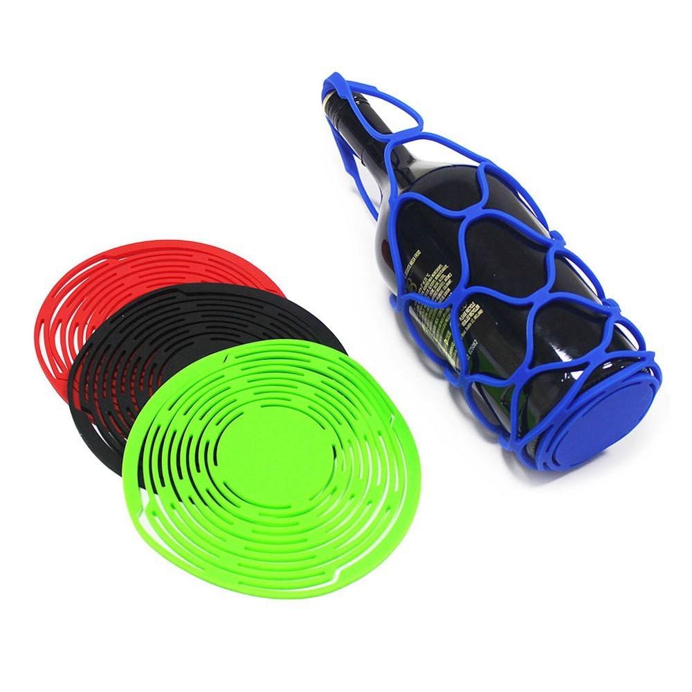 Foldable Portable Wine Bag, Tea Canister Silicone Storage Bag, Breathable Mesh Pouch, Insulation Pad, Convenient Organizer