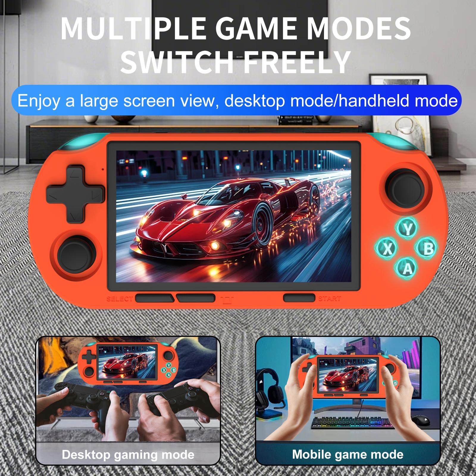 GAMINJA ANS16 Portable Handheld Game Console with 4.5 Inch IPS Screen, Retro Video Games RGB Lights, 14 Emulators Including Ps1 Gba Sfc, Rechargeable Portable Console