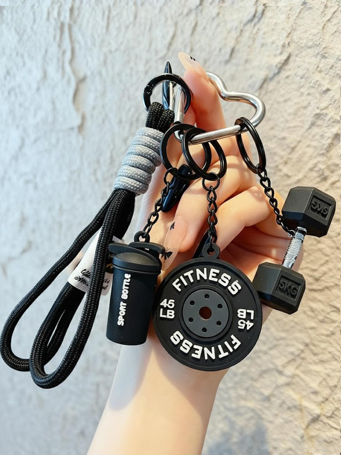 Creative DIY Sport Style Fitness Barbell Keychain Pendant, Women Couple Miu Bag Charm, Key Chain Accessory, Fashionable and Functional